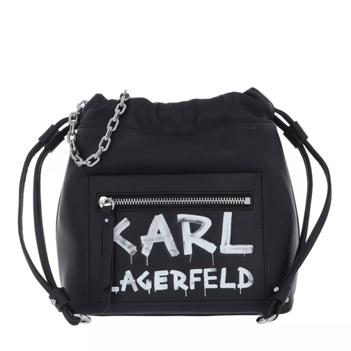 Karl Lagerfeld Soho Graffiti Small Crossbody Black White Bucket Bag