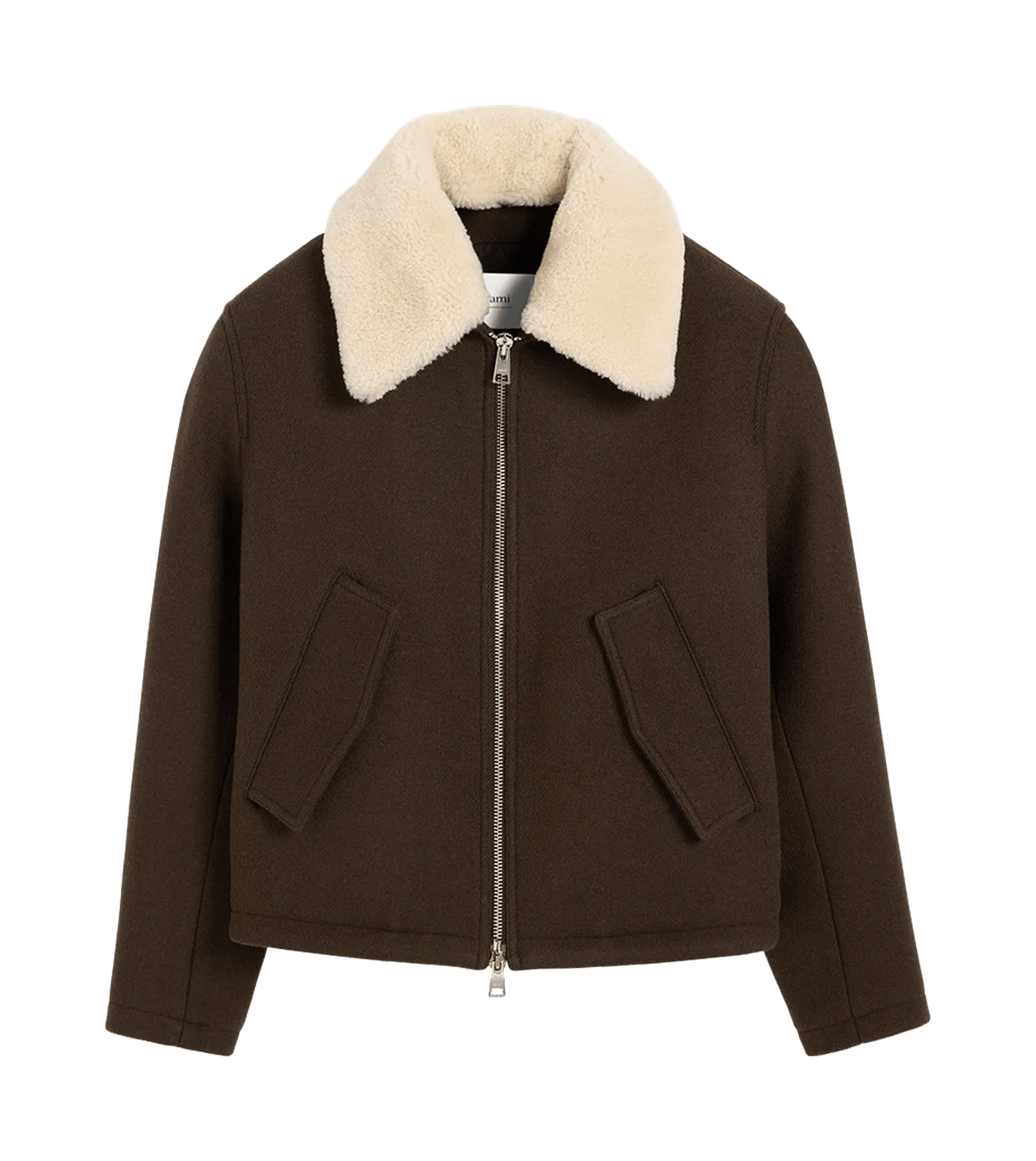 AMI Paris - Klassische Jacke mit Sherling-Kragen - Größe M - braun