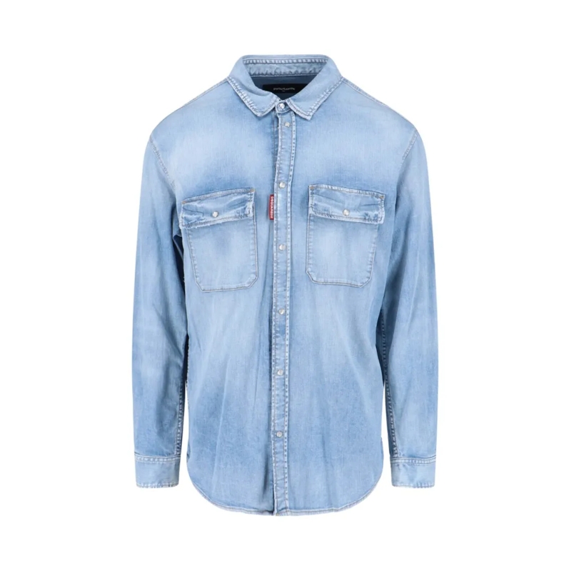 Dsquared2 Overhemd Logo Shirt – Light Blue Denim Blue