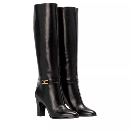 Celine Claude High Boots Leather Black Stiefel