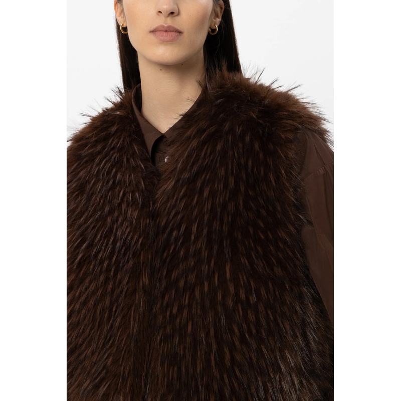 Luisa Cerano Vest Boho-Weste in Fell-Optik marone(Image 5)