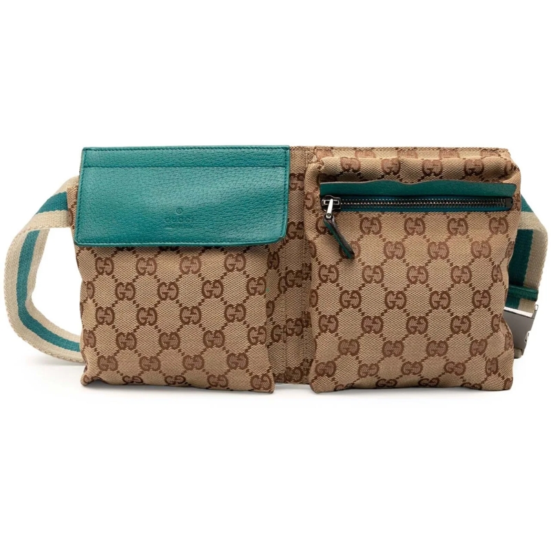 Gucci Sac de ceinture GG Canvas Web Double Pocket Belt Bag braun