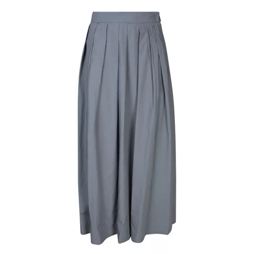 Moorer Midi Skirt In Cotton-Linen Blend Fabric Blue 