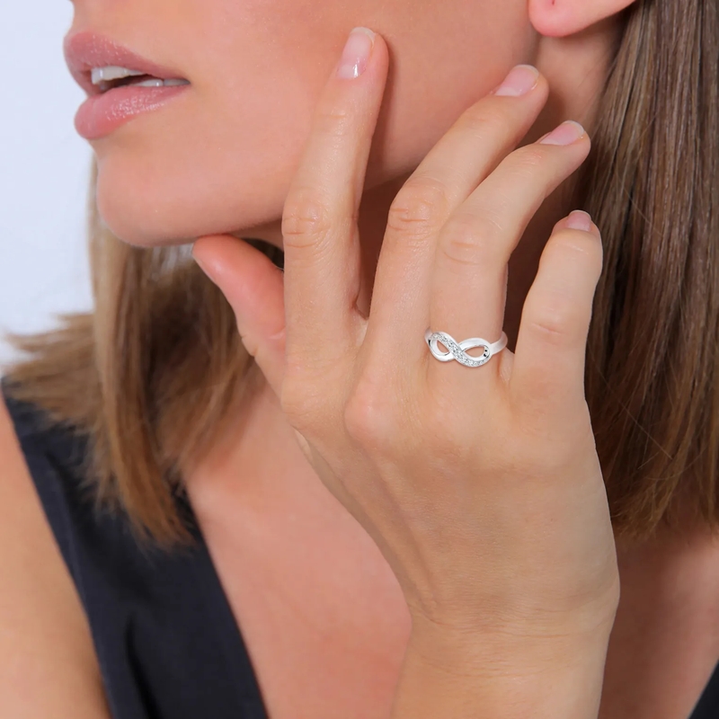 Elli Diamantring Ring Infinity Diamant 0.125 ct. Geschenkidee 925 S weiss(Image 3)