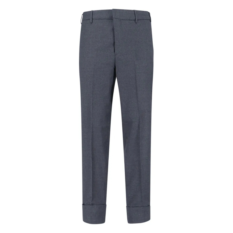 Cruna Chino Mid-Rise Grey Wool Trousers With Tailored Finish Grey