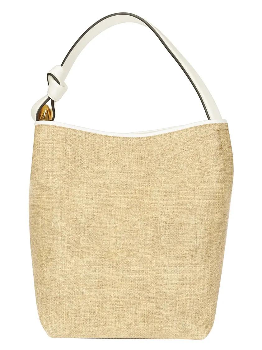 J.W.Anderson Bucket bags Raffia Handbag With Leather Trim in geel
