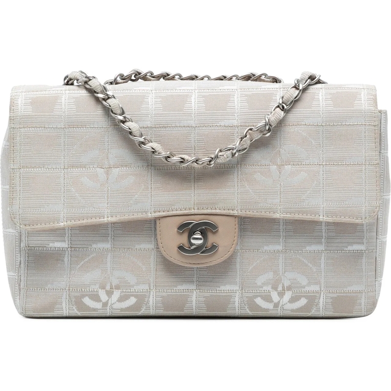 Chanel Sac à bandoulière Medium New Travel Line Nylon Single Flap braun