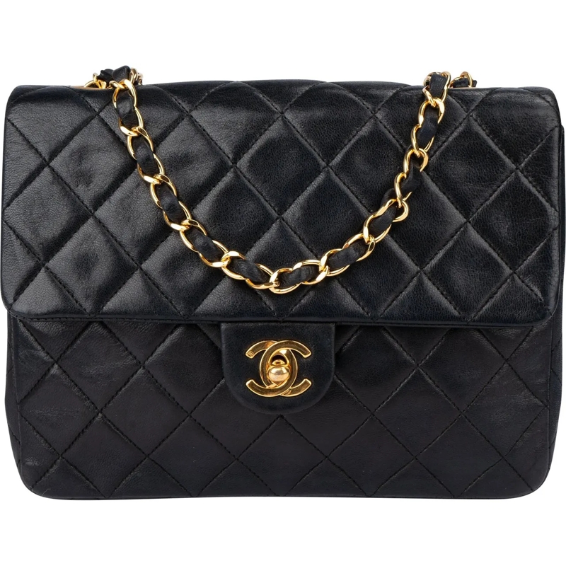 Chanel Sac à bandoulière Chanel Quilted Lambskin 24K Gold Single Flap Cross schwarz