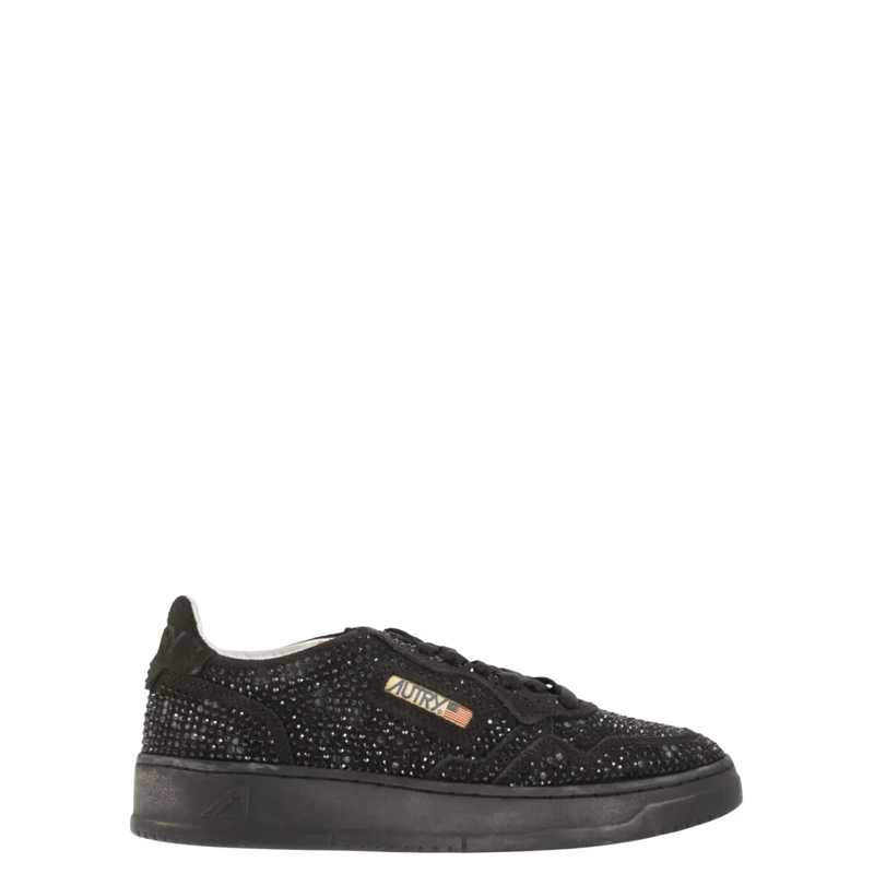 Autry International Lage-top sneaker Medalist Low - Suede Trainers With Rhinestones Black