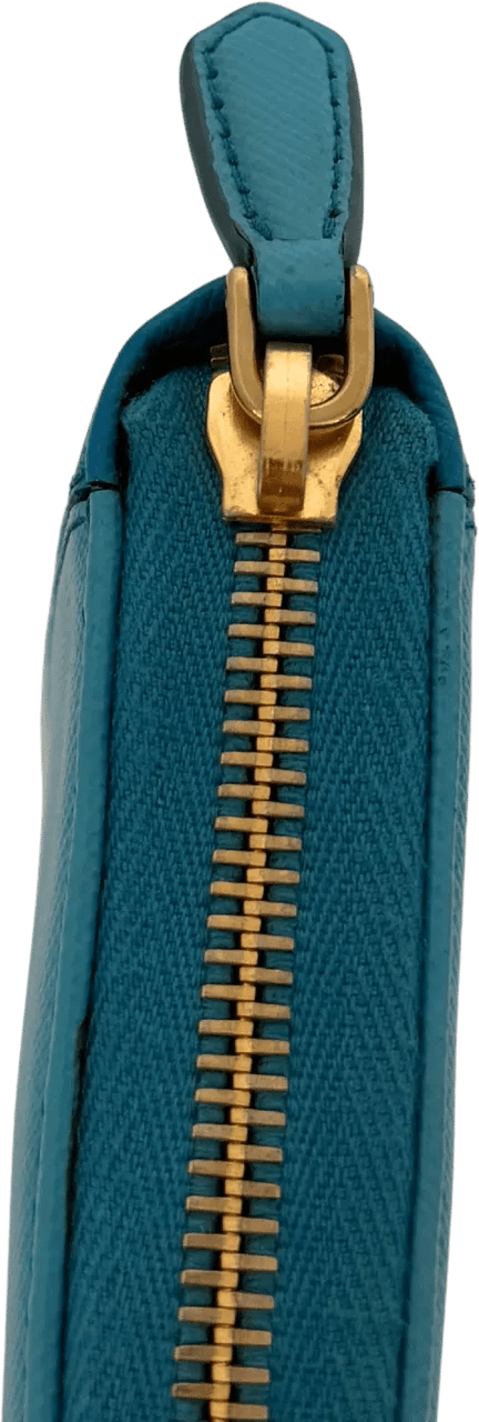 Thumbnail - Prada Kleinleder - Prada Zippy wallet in Saffiano leather, blue / goo - Gr. unisize - in Blau - für Damen