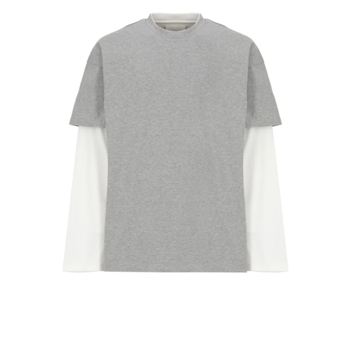 Jil Sander Grey Cotton T-Shirt Grey Topjes met lange mouwen