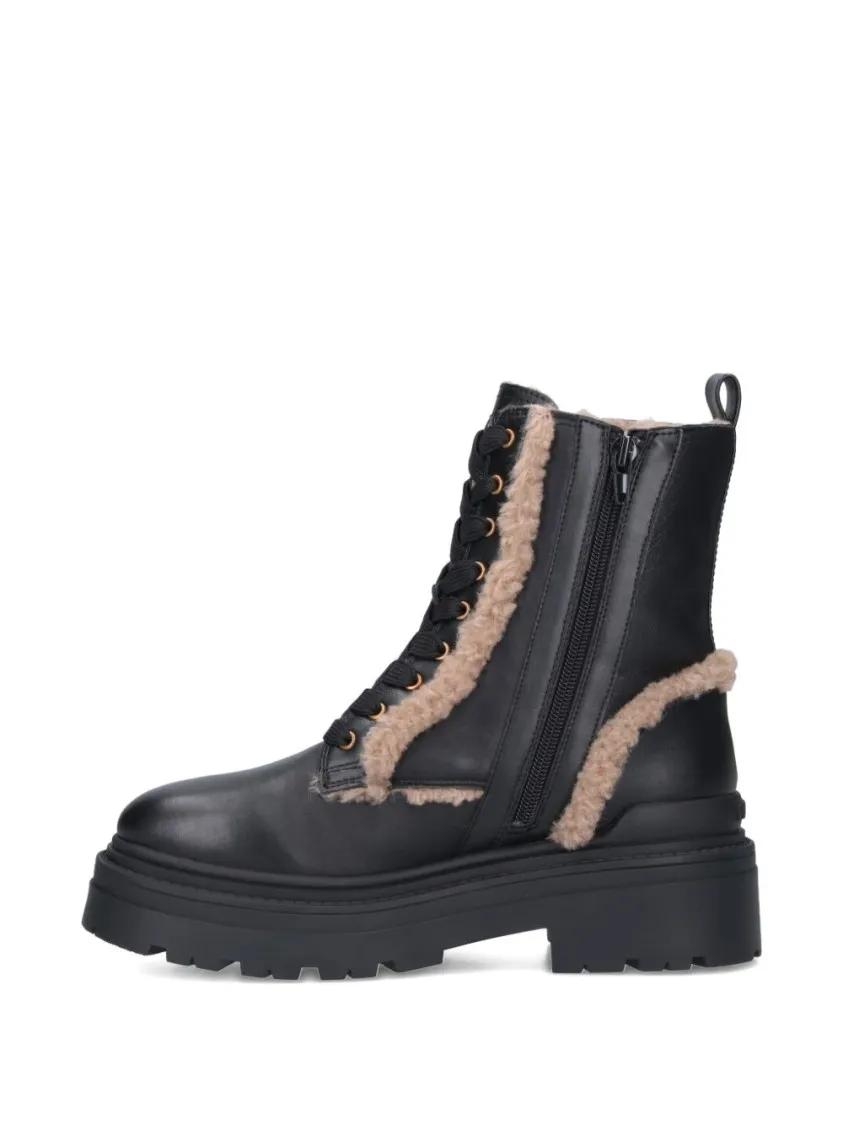 Thumbnail - Pinko Stiefel - Ankle Boots With Beige Shearling Trim - Gr. 40 (EU) - in Schwarz - für Damen