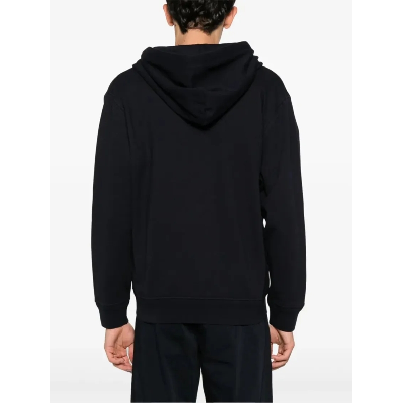 CP Company  Navy Blue Zip-Up Hoodie With Drawstring Hood And L Black (Image 4)