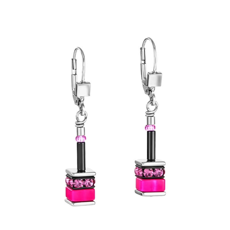 COEUR DE LION Ohrstecker GeoCUBE® Ohrringe classic Polaris & Strass bunt