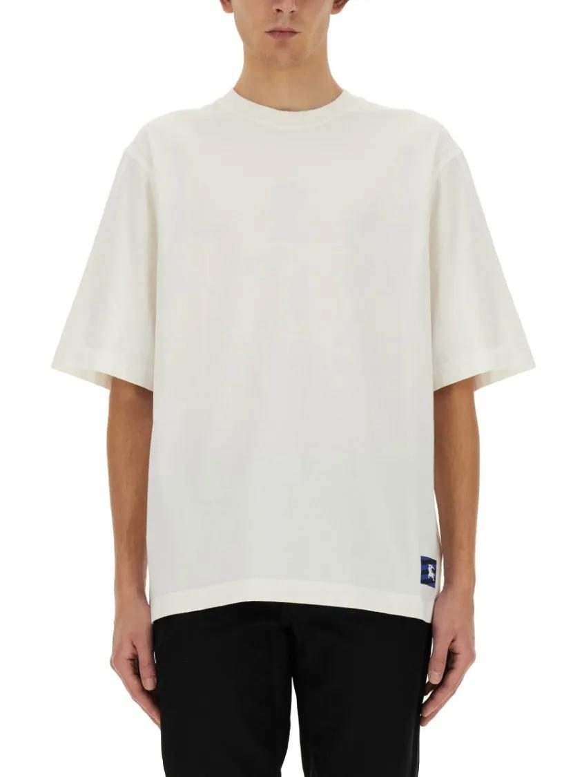 Thumbnail - Burberry - Regular Fit Cotton T-Shirt With Subtle Hem Patch - Größe M - weiß