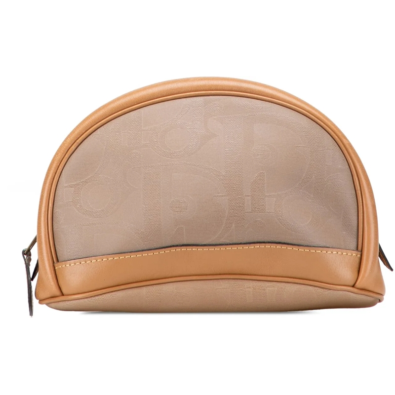Christian Dior Necessaire Coated Canvas and Leather Cosmetic Pouch braun