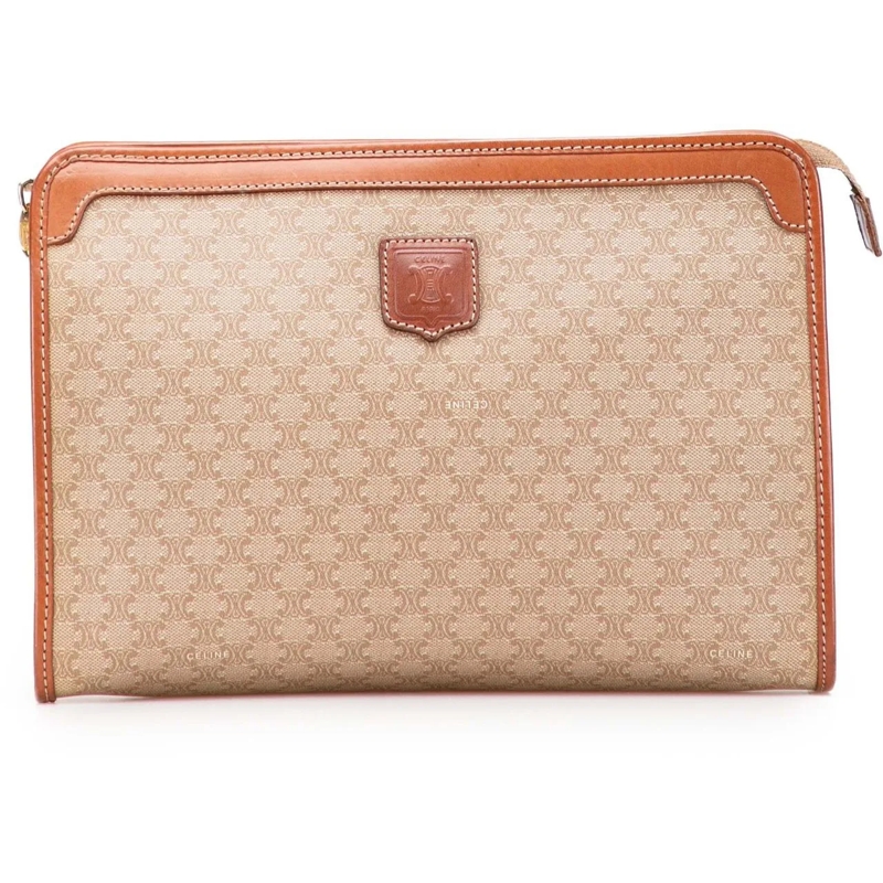 Celine Clutch Macadam Coated Canvas Clutch braun