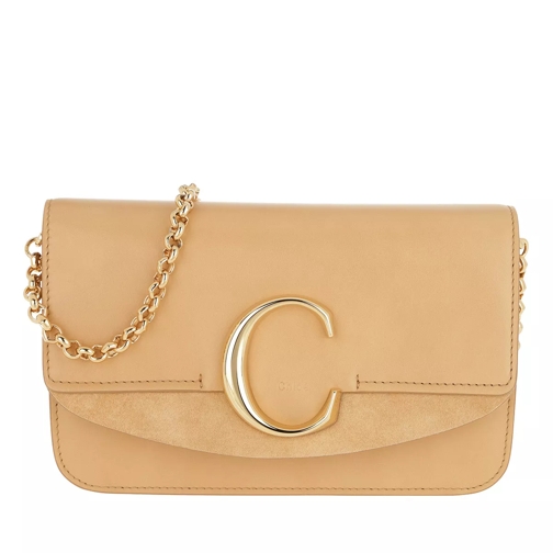 Chloé C Clutch With Chain Bleached Brown Clutch