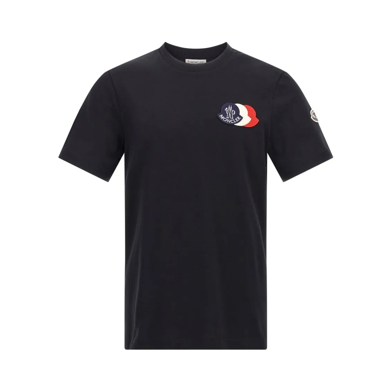 Moncler T-Shirt Heren Tricolor Logo T-Shirt Blauw blau