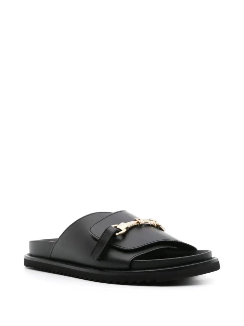 Thumbnail - Doucal's Sandalen - Logo-Buckle Leather Slides - Gr. 37 (EU) - in Schwarz - für Damen