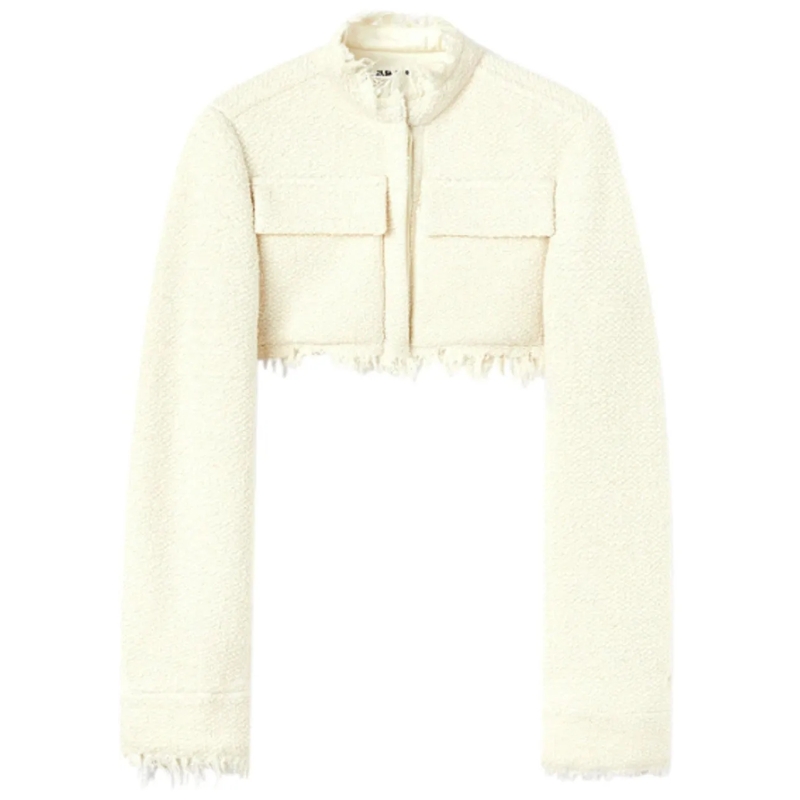 Jil Sander Veste de transition Ls Knitted Crop Jacket Beige beige
