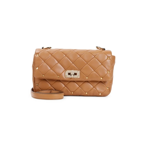 Valentino Beige Rockstud Spike Small Shoulder Bag Brown Sac à bandoulière