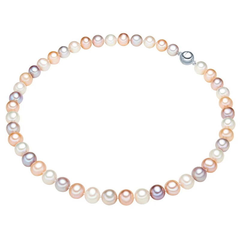 Valero Pearls Mittellange Halskette Sterling Silber Perlen-Kette Süßwasser-Zuchtperle bunt(Image 3)