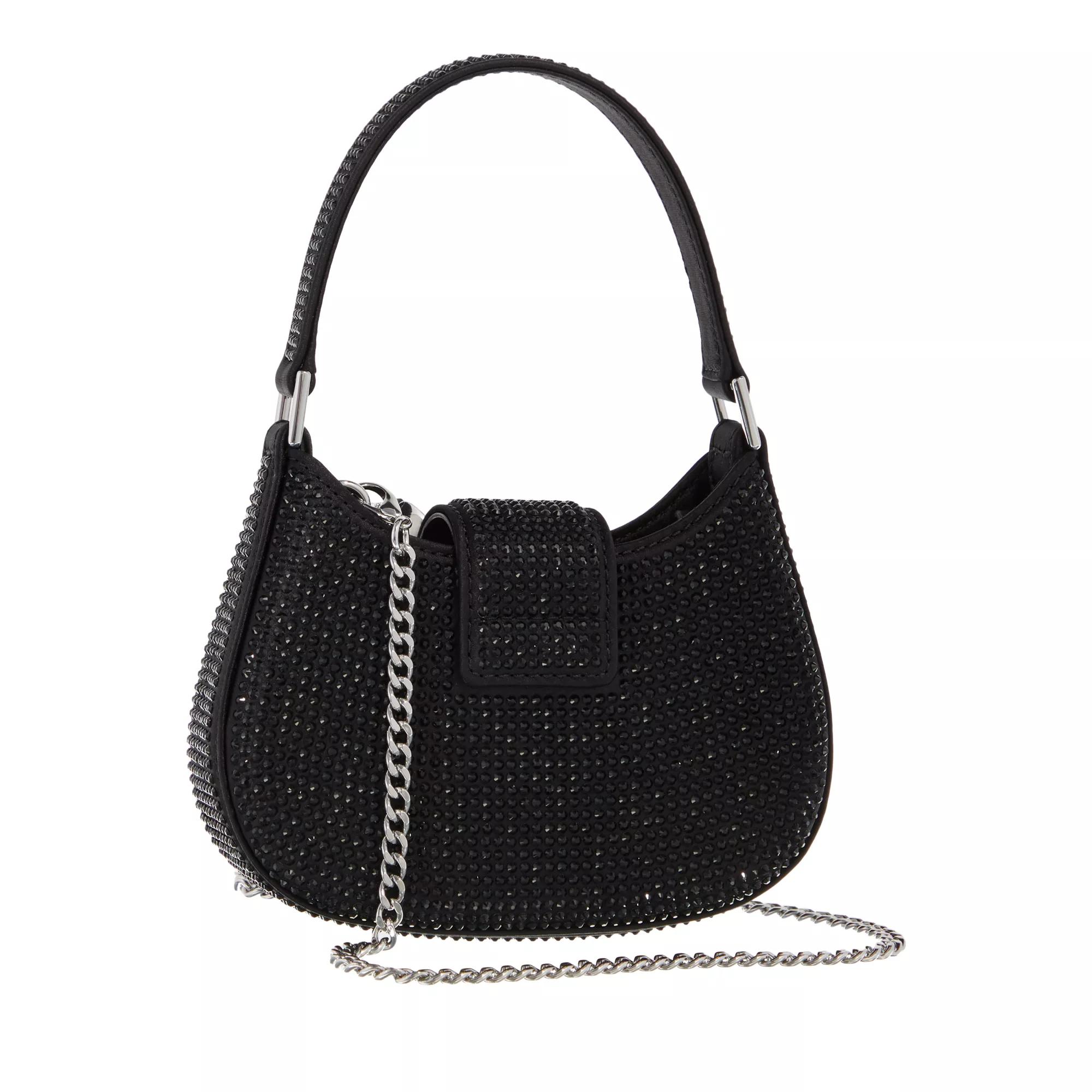 self-portrait Satchels Rhinestone Micro Crescent Bag in zwart