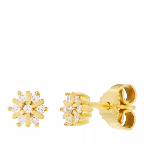 diamondline stud earrings 375 YG 14 diamonds tot.approx. 0,10  gold Orecchini a bottone