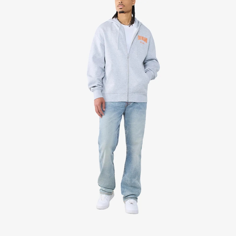 True Religion Sweatshirt Zip-Hoodie- Zip-Hoodie- Logo-Print auf Rückseit grau(Image 2)