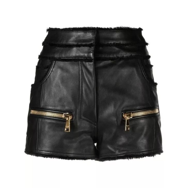 Soaked In Luxury Shorts i jacquard-tyg - Black Leather trousers Balmain -  GenesinlifeShops Botswana