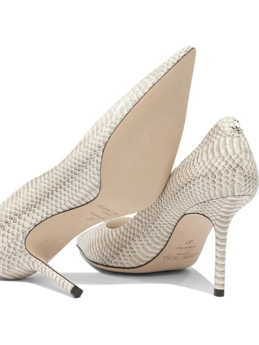 Thumbnail - Jimmy Choo Hohe Schuhe - Textured Snakeskin Heeled Shoes - Gr. 36 (EU) - in Beige - für Damen