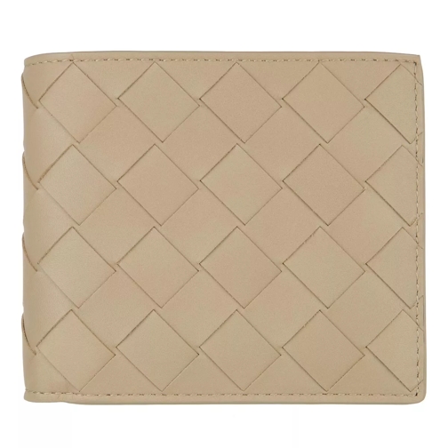 Bottega Veneta Woven Wallet Leather Taupe Tvåveckad plånbok