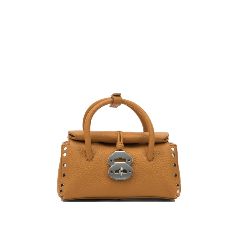 Zanellato Schultertasche Textured Leather Shoulder Bag Brown