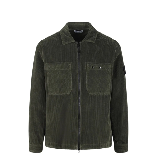 Stone Island Organic Cotton Corduroy Overshirt Green Übergangsjacke