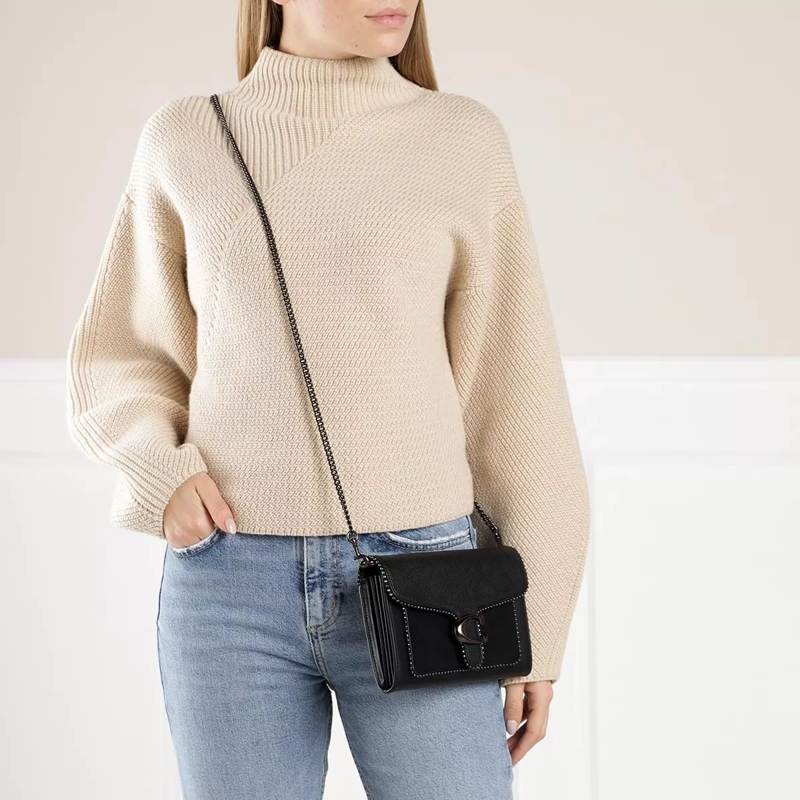 Coach Sac à bandoulière Mixed Leather Bead Chain Tabby Chain Clutch Black(Image 2)