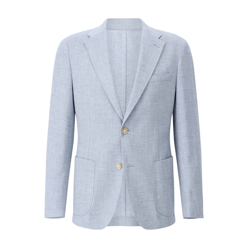 windsor. Anzugjacke Slim-Fit Sakko Giro mit Leinen Hellblau