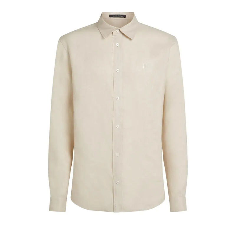 Karl Lagerfeld Hemd MONOGRAM LEINENHEMD Hemd beige