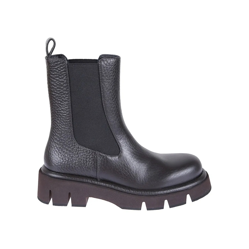 Paloma Barceló Bottes Textured Leather Boots With Chunky Rubber Brown