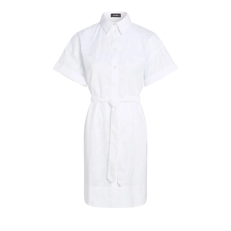 Karl Lagerfeld Kleid HEMDKLEID MIT STICKEREI weiss