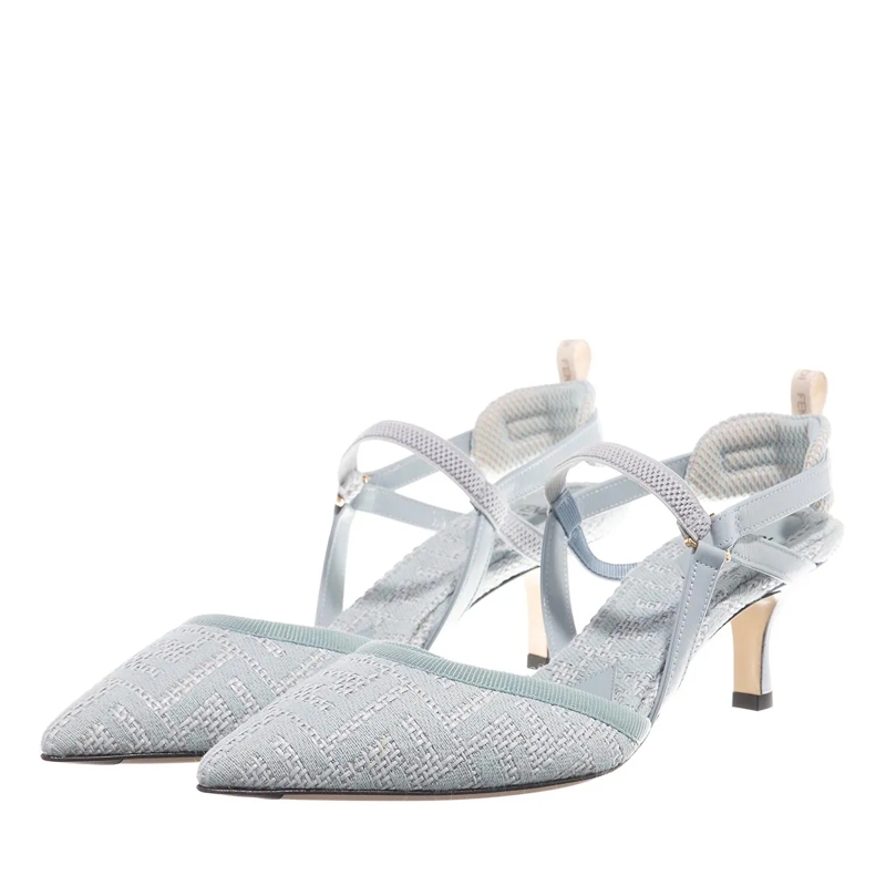 Fendi Pumps Slingback FF Jacquard Blue