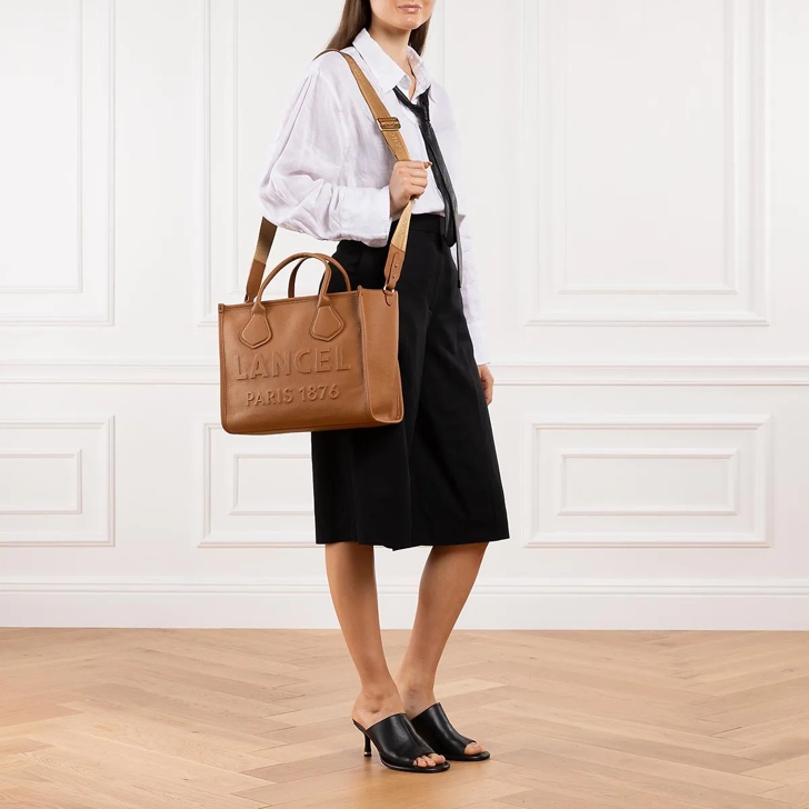 Lancel Cabas Zippe M Camel Tote