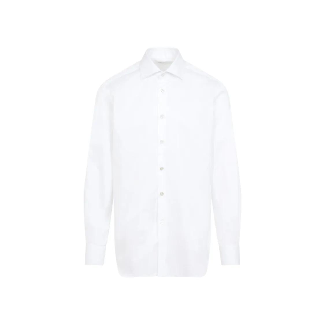 Kiton - White Cotton Shirt - Größe 41 - weiß