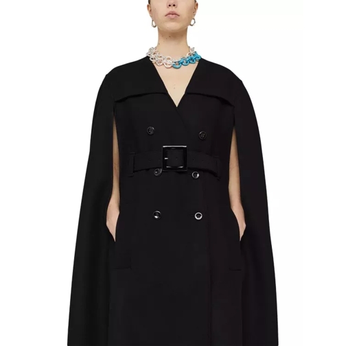Jil Sander Trench Cape In Compact Double Wool Black 