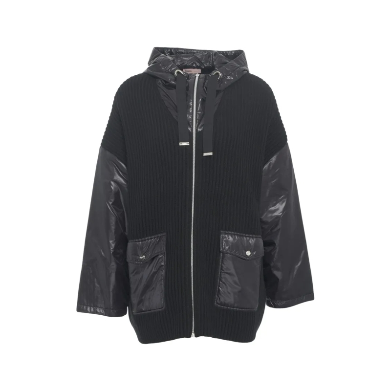Herno Übergangsjacke Resort Jacket With Half-English Knit Black
