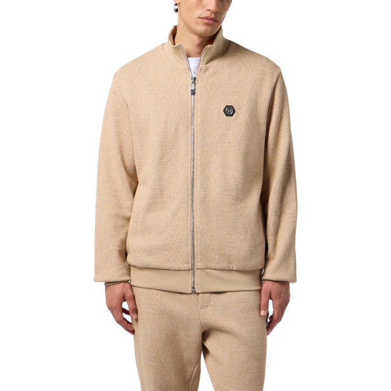 Philipp Plein Daunenjacke Jacquard Tracksuit Jacket Monogram beige(Image 3)