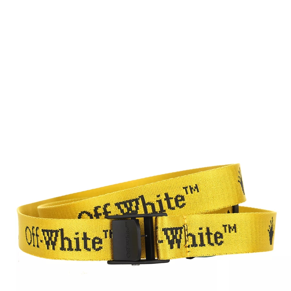 Wat is er mis afgewerkt Jeugd Off-White New Logo Mini Industrial Belt Yellow Black | Geweven Riem |  fashionette