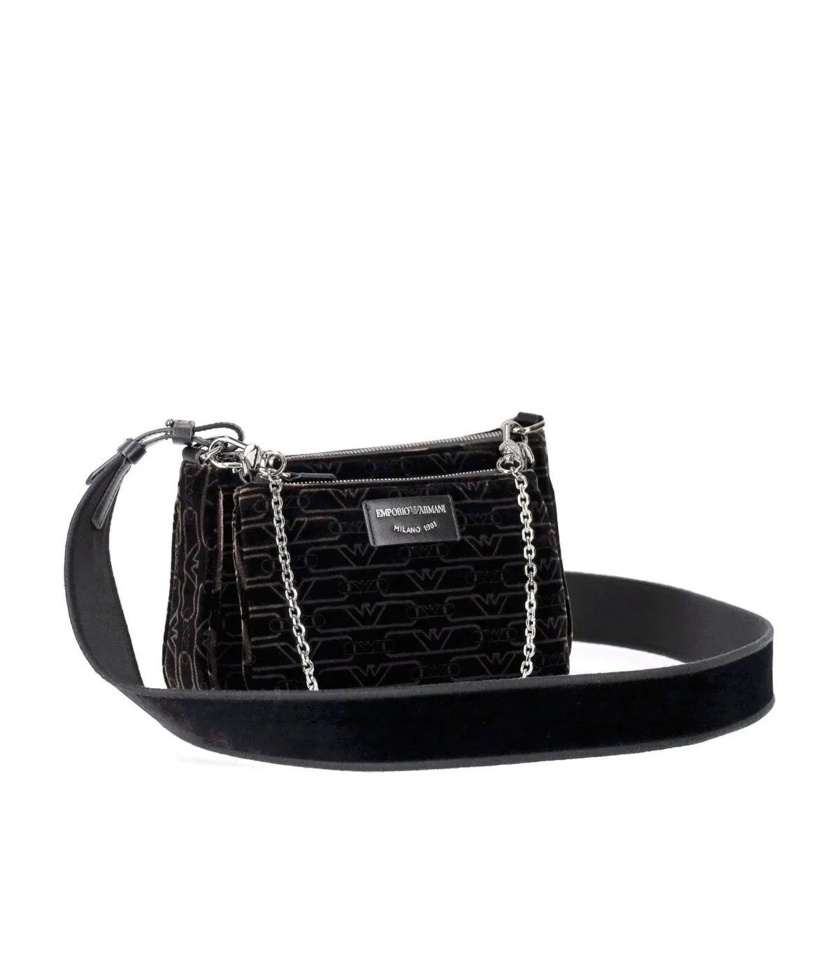 Emporio Armani Crossbody bags SCHWARZE MONOGRAM UMHÄNGETASCHE MIT in zwart