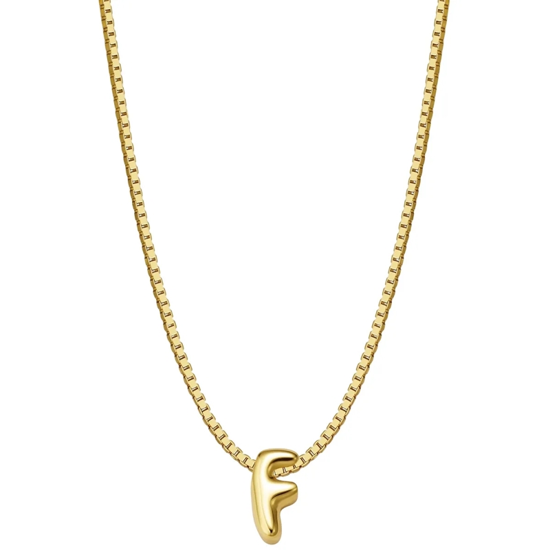 Glanzstücke München Mittellange Halskette Sterling Silber Halskette Buchstabe F gold