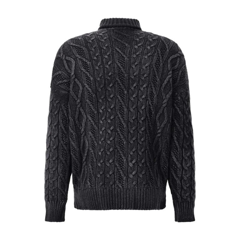 CALIBAN Rollkragenpullover Rollkragenpullover aus Zopfstrick schwarz
